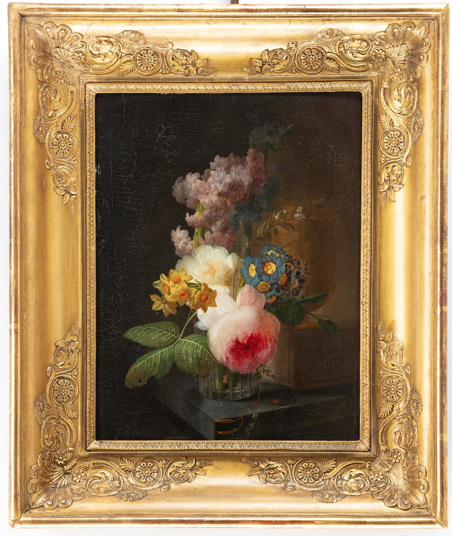 NATUREZA MORTA - MEMENTO MORI - PINTURA A ÓLEO SOBRE TELA - DATADO DE 1793 - MOLDURA IMPÉRIO DOURADA - 51CM X 42CM